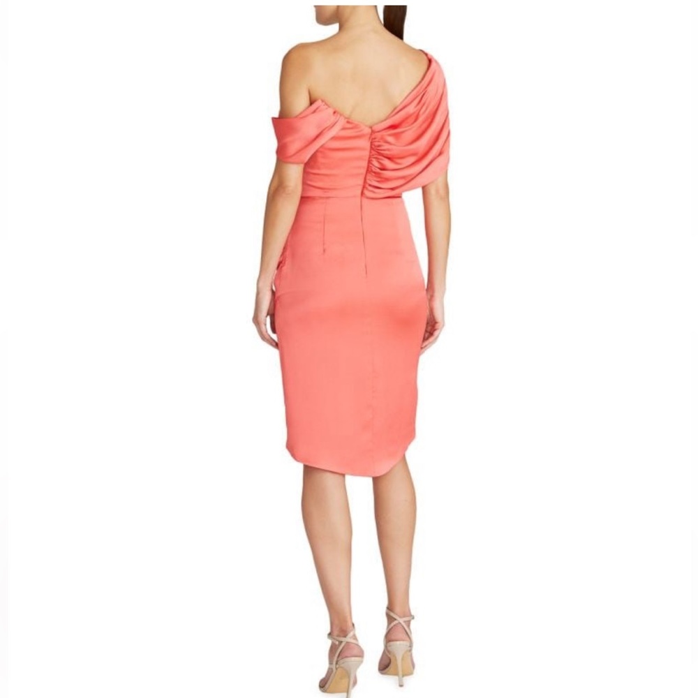 Theia Daniela Asymmetric Draped Satin Dress - Picture 4 of 7